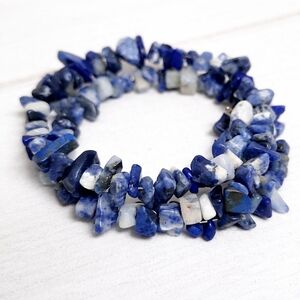 Sodalite Coil Wrap Beaded Bracelet Handmade - New